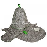 Комплект банный (шапка,рукавица,коврик), войлок серый Б16-1